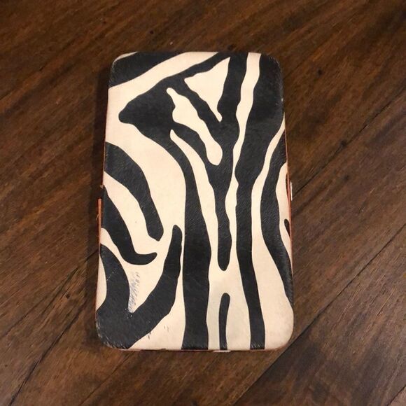 Handbags - Zebra print and orange hard case wallet
